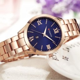 Curren 9007 rose gold - blue ženski sat sa metalnom narukvicom