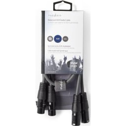 Nedis COTH15030GY05, Balansirani audio kabl, 2x XLR 3-pinski muški, 2x XLR 3-pinski ženski,Niklovani, 0,5m