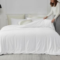 Satenska jorganska navlaka 140 x 200cm Bela boja -100% pamuk ( VLK000217-belaboja )