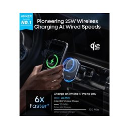 Anker Prime 25W MagGo bežični auto punjač, crni