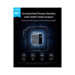 Anker Prime 160W GaN zidni brzi punjač, 3-porta (3x USB-C) srebrni