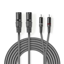 Audio kabl 2x XLR muški na 2x RCA muški - 3m