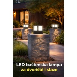 LED baštenska lampa za dvorište i staze CCT (Boja kućišta: Siva)