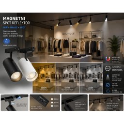 Magnetni spot reflektor za šinski sistem TRC060 (Boja kućišta: Crna)