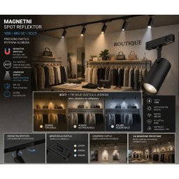 Magnetni spot reflektor za šinski sistem TRC045 (Boja kućišta: Crna)