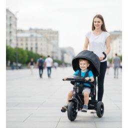 Tricikl Guralica Playtime - Model 447 sa rotirajućim sedištem - Crni