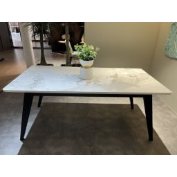 Trpezarijski sto Skala Bela keramicka ploc/Crne drvene noge 755x900x1600