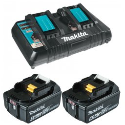 Makita SET 5 Brzi dupli punjač DC18RD + 2x Baterija BL1860B 18V 6.0Ah