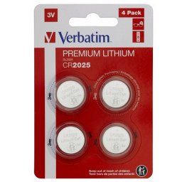 VERBATIM CR2025 LITHIUM 3V 4PACK 49532