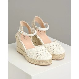 Pletene sandale na platformu S413 bele