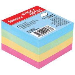 Blok samolepljiv kocka 75x75mm 400L FORoffice 4 boje pastel
