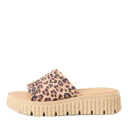 Kožne papuče na debelom đonu 1-27216-44 leopard