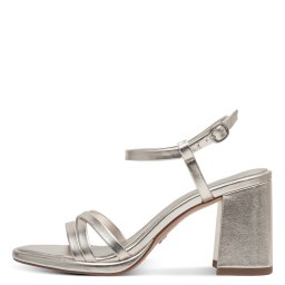 Ženske sandale na deblju štiklu 1-28328-46 srebrne