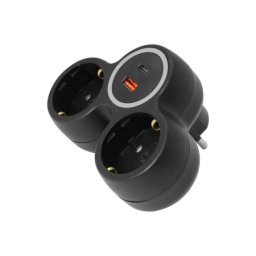 Commel razdelnik dvostruki sa usb punjacem a+c ,crni ( c240-803 )