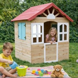 Kinder Home dečija drvena kućica za igru na otvorenom za dvorište i baštu, 115×102×129 cm ( C996 )