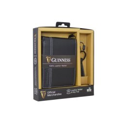 Guiness Gift box: novčanik muški kožni 120x90x20 mm i kožni privezak GS01 crna ( 16NMBGS01B )