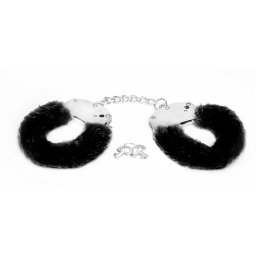 Metalne lisice sa crnim krznom Black Furry Metal Cuffs