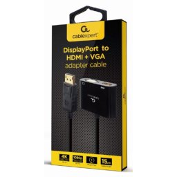 A-DPM-HDMIFVGAF-01 Gembird DisplayPort male to HDMI female + VGA female adapter cable, black