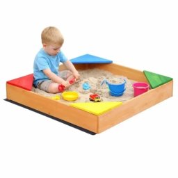 Kinder Home dečiji drveni peskarnik sa 4 sedišta – 90x90 cm, za dvorište i baštu ( WSB-900 )