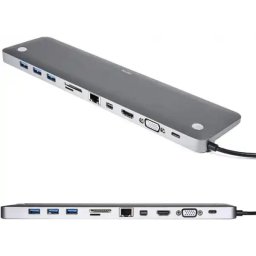 Adapter Tip C 11/1 4K HDMI/VGA/USBx3/AUX/SD/TF/USB-C/PD/Lan KT-1101G Kettz