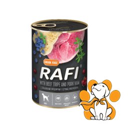 Rafi Dog Grain Free Beef Tripe And Pork Ham 400g, Vlažna Hrana Bez Žitarica
