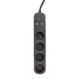 Gembird TSL-PS-S4U-01 pametni produzni kabl sa USB punjenjem, 4 uticnice, crni