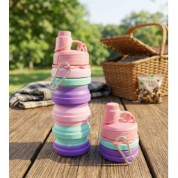 FLAŠICA ZA VODU HARMONIKA DUGINE BOJE OP25105 MIX 3 MOTIVA 500ML WY