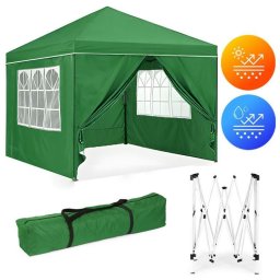 Baštenski šator/paviljon 3×3 m, automatski rasklopiv, sa 4 bočne stranice zeleni – MultiGarden