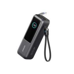 ANKER 25000mAh, 165W, sa ugrađenim USB-C kablom na izvlačenje, Power Bank za laptop crni