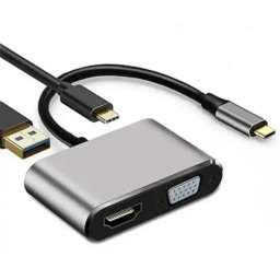 Adapter-konverter USB Tip C na HDMI 4K/VGA/1xUSB 3.0/Type C Linkom