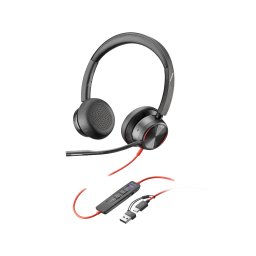 HP slušalice Poly Blackwire 8225 Stereo MS Teams Cert USB-C Headset +USB-C, A Adapter, 8X225AA, crna