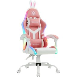 Gaming stolica Defender Ideal/RGB/eko koža/do 110 kg/roze-bela