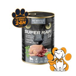 Super Rafi Cat Guinea Fowl&Duck Hearts 400g, Vlažna Hrana Za Raznovrsnu Ishranu