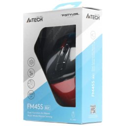A4-FM45S AIR A4Tech Fstyler opticki mis 125-1000Hz/1000-2400Dpi, 108mm, Silent, 7-but, USB, Red/blk