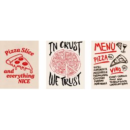 Pizza slice, tri uramljene slike 30x40cm i 40x50cm svaka
