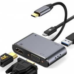 KONVERTOR TIP C NA HDMI+VGA+1XUSB 3.0+TIP C