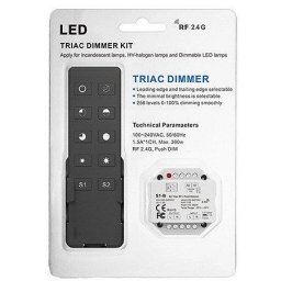 DIMER REGULATOR ZA LED HALOGENE I OBIČNE SIJALICE SET DALJINSKI I RISIVER 220V TRIAC R1+S1 CRNI SMARTLED