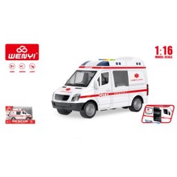 Wenyi hitna pomoć na oprugu, sa svetlima i zvukom, vrata se otvaraju #wyk90e ( 68217 )