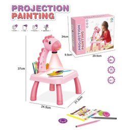 Plastični sto za crtanje za decu sa projektorom pink žirafa#ym2021-6a ( 75119 )