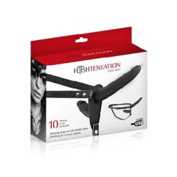 Strap On dupli silikonski punjiv Double Strap Vibro Black