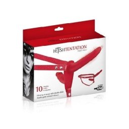 Strap On dupli silikonski punjiv Double Strap Vibro Red