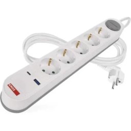 Kabl produžni 1,5mm2 belo-sivi sa prekidačem 1×usb-a + 1×usb-c fast charge 3m/5r emos p1523fc ( 3811 )