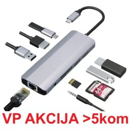 A-CM-COMBO9-03 ** Gembird USB Type-C 9in1 multi-port adapter USB-C+HUB+HDMI+PD+card+RJ45 Gbit (2159)