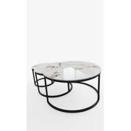 Klub sto Bristol Set Bela keramicka ploca/Crne postolje 800+600+400mm ( 800-748 )
