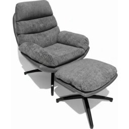 Fotelja+tabure Elegance Siva/Crne noge ( 775-164 )