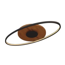 LED plafonjera 40W, promenljiva boja svetla, crna/drvo SOLEA81