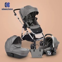 Kikka Boo Kolica za bebe Thea 3u1 set sa autosedištem i tvrdom korpom - Svetlosiva