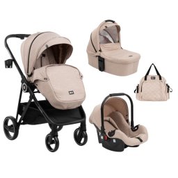 Kikka Boo Kolica za bebe Gianni 3u1 set sa autosedištem i tvrdom korpom - Bež