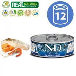 N&D Vlažna hrana Can Cat Ocean Kitten Codfish&Shrimps&Pumpkin 80g x 12kom pakovanje