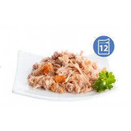 Nuevo FINEST Vlažna hrana pileći fileti sa lososom, šargarepom i uljem lososa 85g x 12 kom. pakovanje